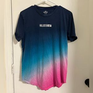 Hollister Men’s Cotton Tee in Blue and Pink Ombré